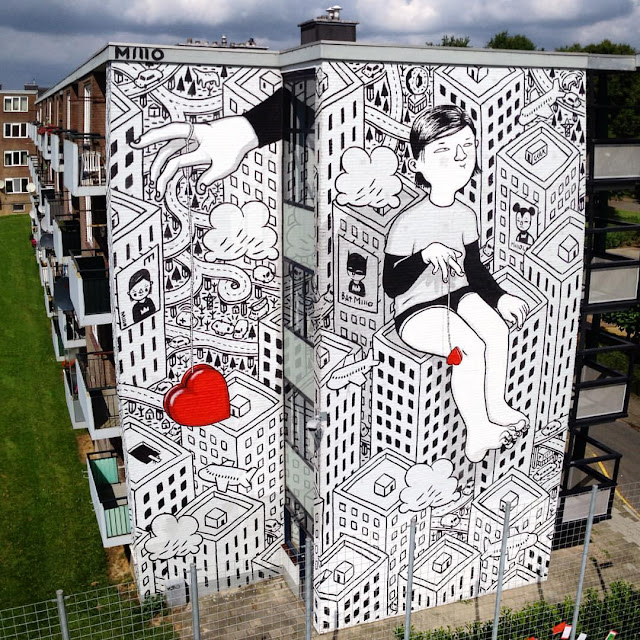 Heerlen in the Netherlands is being transformed one mural at a time and the latest addition to the collection is a rad new piece from Millo.
