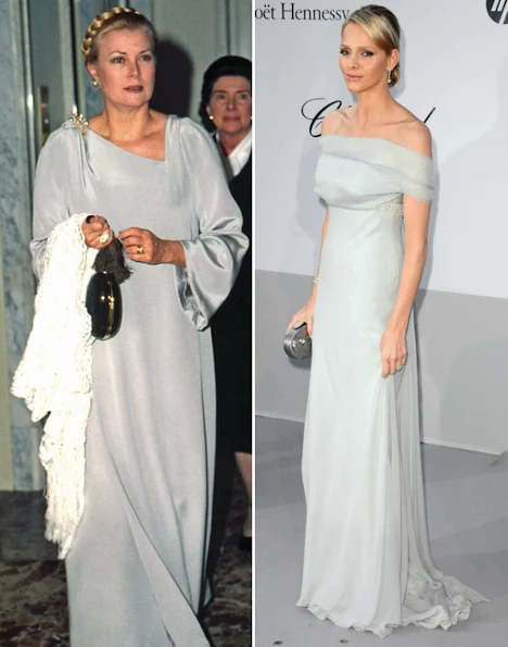 Princess Grace Kelly and Princess Charlene style fashions wore dress, weddings dress, diamond tiara