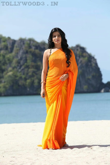 Samantha Ruth Prabhu Hot Orange Saree HD Photos and Stills