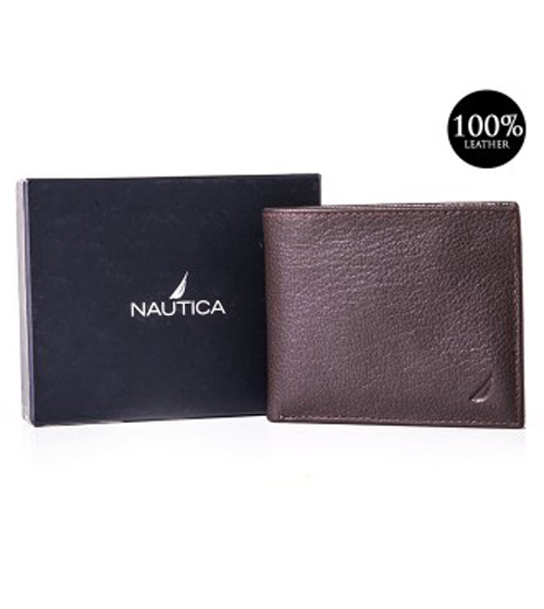 Nautica Leather Passcase Wallet Brown Hook of the Day