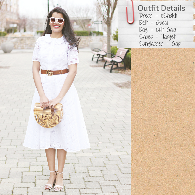 White Eyelet Dress with Belt