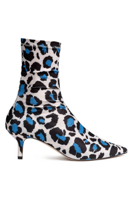 H&M sock style white leopard pumps