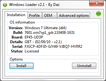 windows 7 loader activator 2.0.9 by daz x86/x64