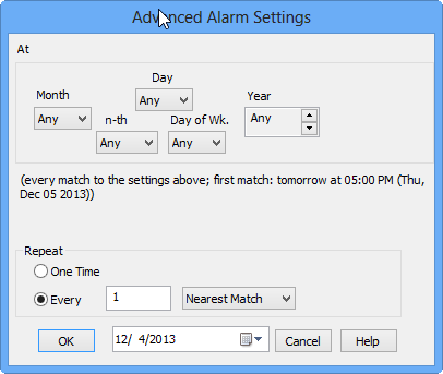 Advanced alarm setting of Your Voice Reminder