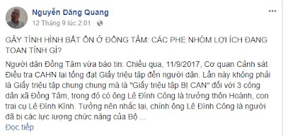 VỤ ĐỒNG TÂM: KHI NGUYỄN ĐĂNG QUANG “LẨM CẨM”