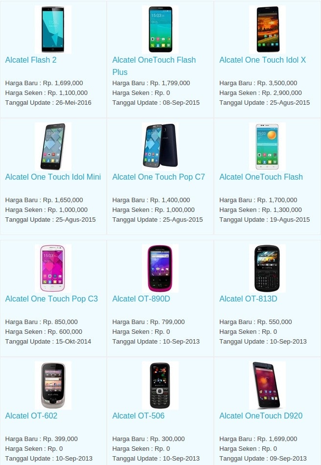 Daftar Harga Hp Terbaru Alcatel Juni 2016 Daftar Harga Hp Terbaru Alcatel Juni 2016