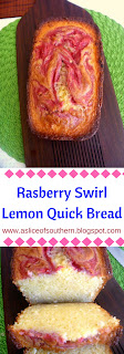 Eat a slice of Sunshine with this Raspberry Swirl Lemon Quick Bread!  Perfect anytime of day. - Slice of Southern