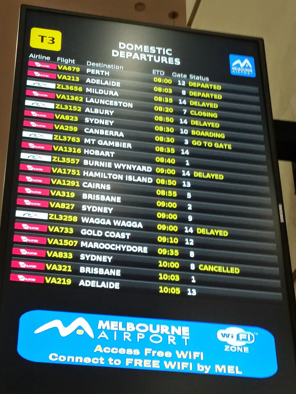 Regional Express Saab 340B Melbourne to Wagga Wagga ZL3258 Regional Express Saab 340B Melbourne to Wagga Wagga ZL3258