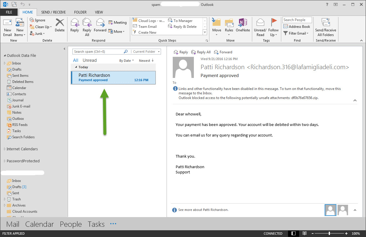 how to look at spam email in outlook