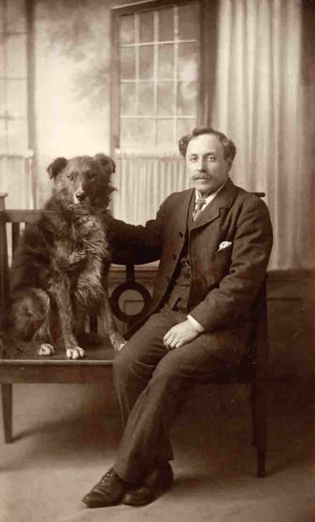 40 Lovely Photos of Victorian Gentlemen With Their Dogs From the 19th