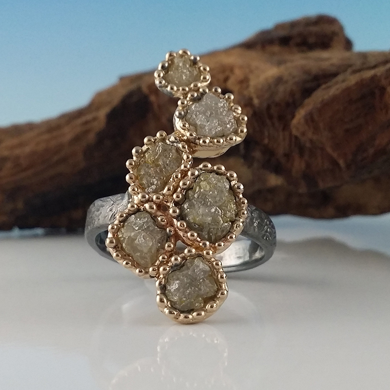 Dawn Vertrees Raw Uncut Rough Engagement Wedding Rings Rustic Dawn Vertrees Rough Diamond Edgy Handmade Jewelry White Contemporary Rustic Ring