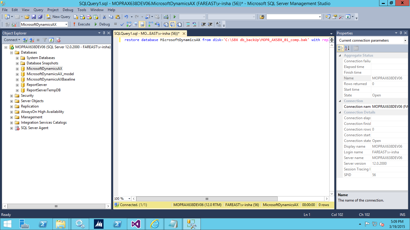 Microsoft Dynamics D365 F&O and Axapta: restore the data base through ...