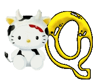 Alfabeto de Hello Kitty disfrazada de vaquita Q.