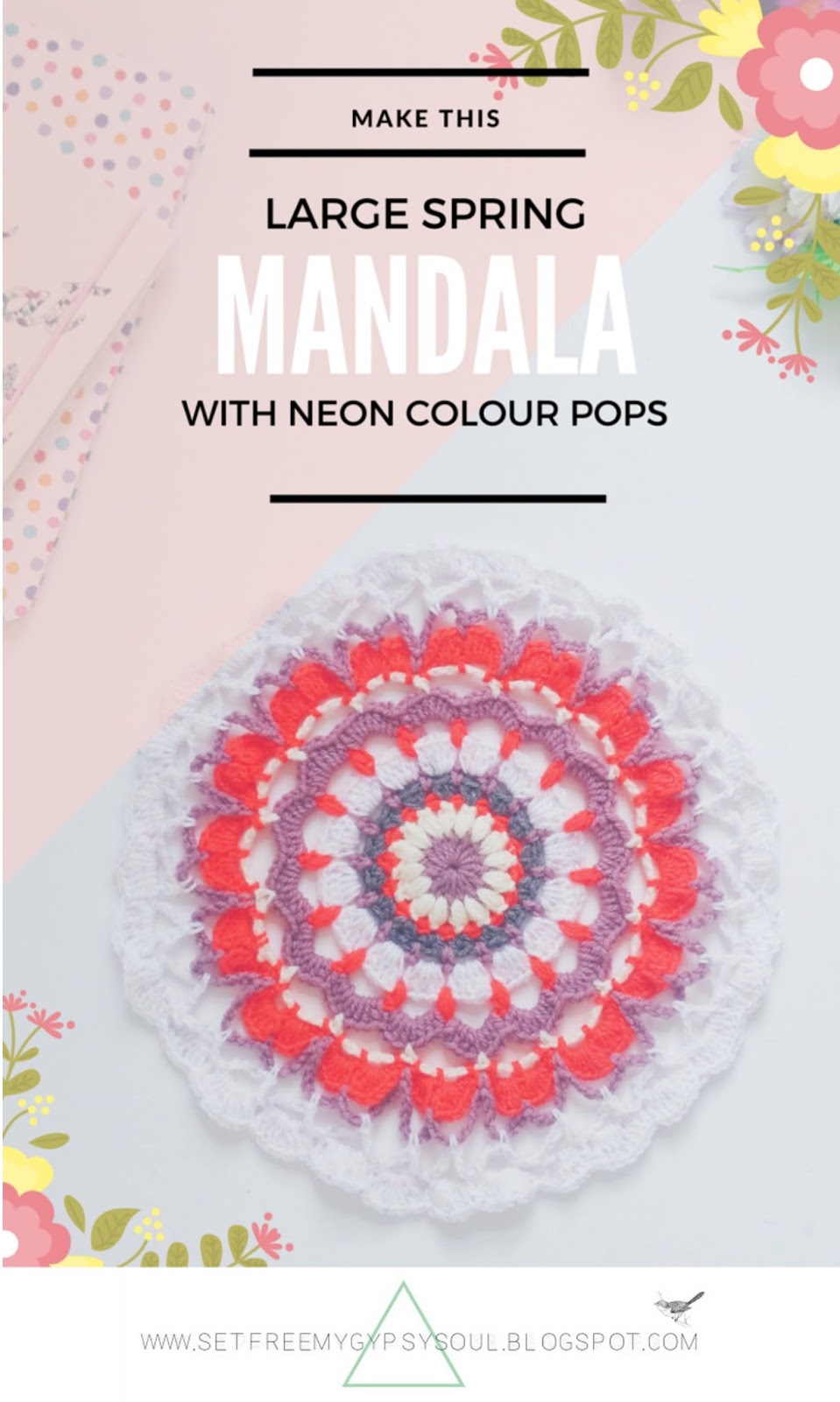 Free Crochet Pattern Make this Large Spring time Mandala to use for ...