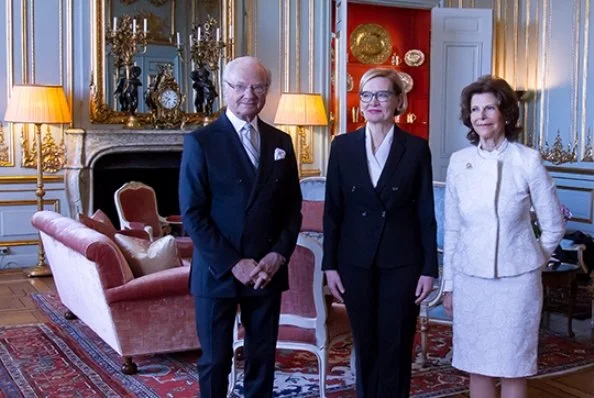 Queen Silvia and Speaker of the Parliament of Finland Paula Risikko attended the Queen Silvia Nursing Award presentation ceremony at Royal Palace