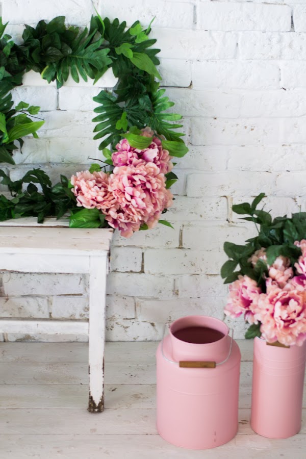 Corona flores artificiales cuadrada