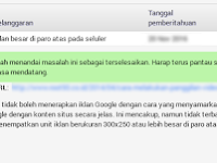  Peringatan Dari Adsense “Iklan Besar di Paro Atas Pada Selular” 