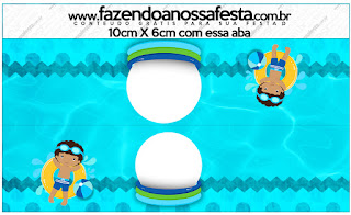 Fiesta en la Piscina, Niño Moreno: Etiquetas para Candy Bar para Imprimir Gratis.