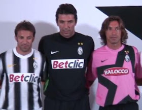 equipaciones de la Juventus, Del Piero, Buffon y Pirlo