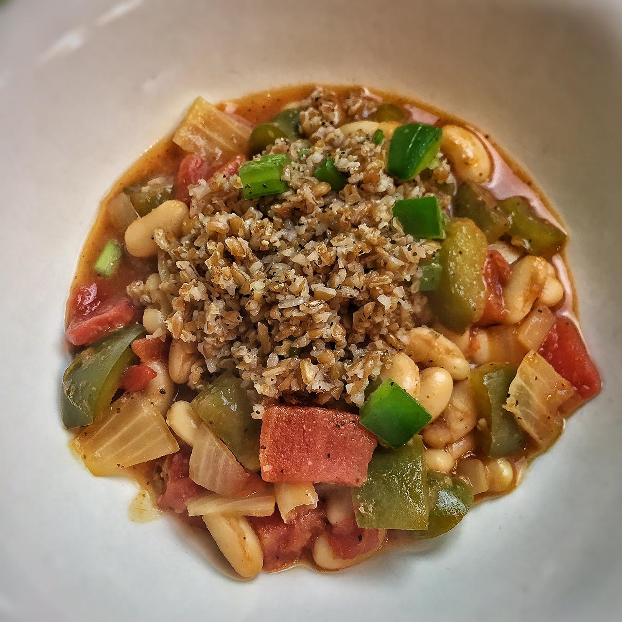 White Bean Chili With Jalapeno Bulgur