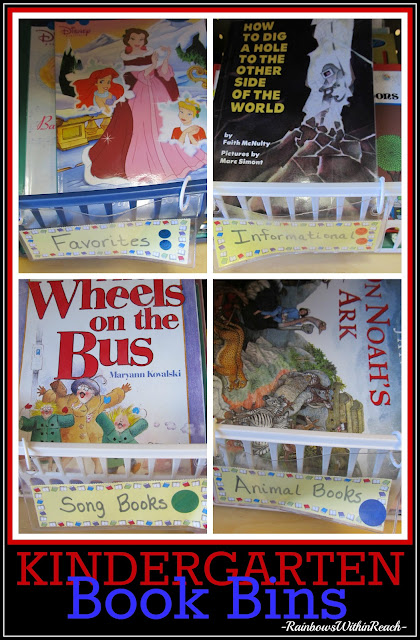 photo of: Book Bins in Kindergarten, Organized by Topic