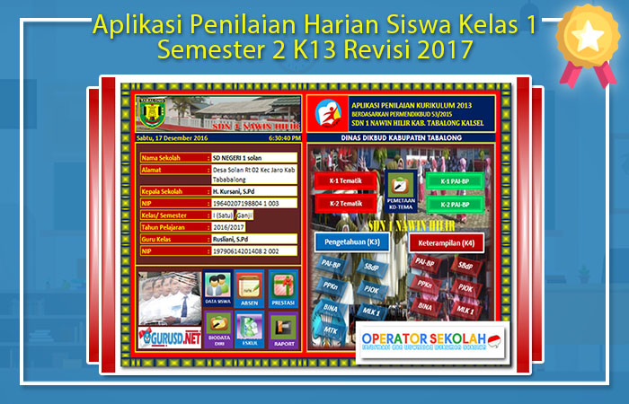 Aplikasi Penilaian Harian Siswa Kelas 1 Semester 2 K13 Revisi 2017 Aplikasi Penilaian Harian Siswa Kelas 1 Semester 2 K13 Revisi 2017
