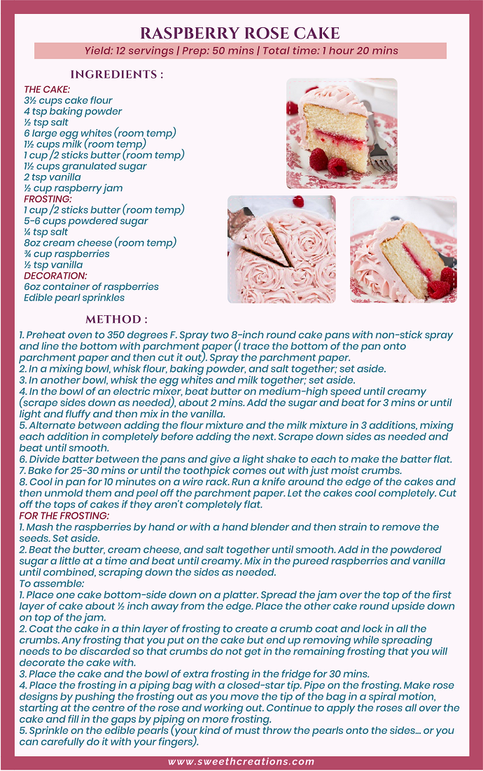 RASPBERRY ROSE CAKE RECIPE