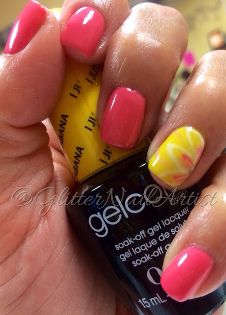 pink yellow nails