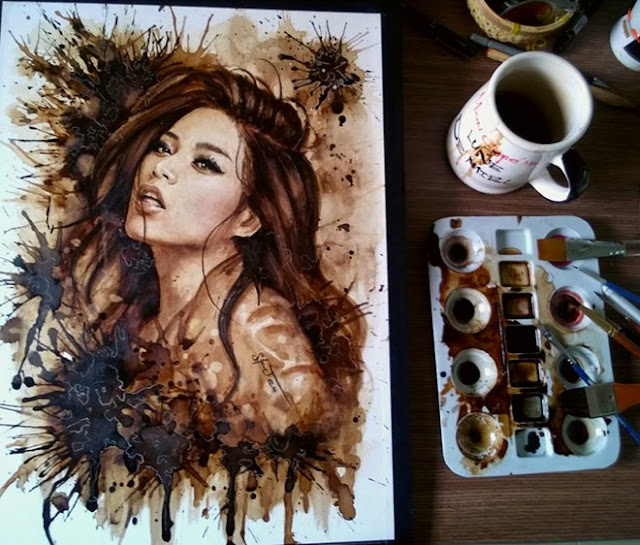 9X Việt có biệt tài vẽ chân dung bằng màu cà phê sống động