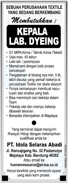 Lowongan Kerja Di Majalaya Bandung Lowongan Kerja Terbaru Indonesia 2021