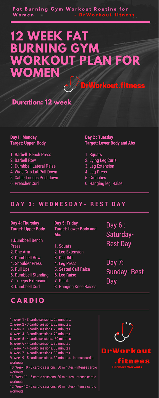 Fat Loss Gym Workout Plan For Women Week Exercise Program Drworkout Fitness