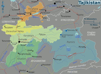 Tajikistan Map Political Regional