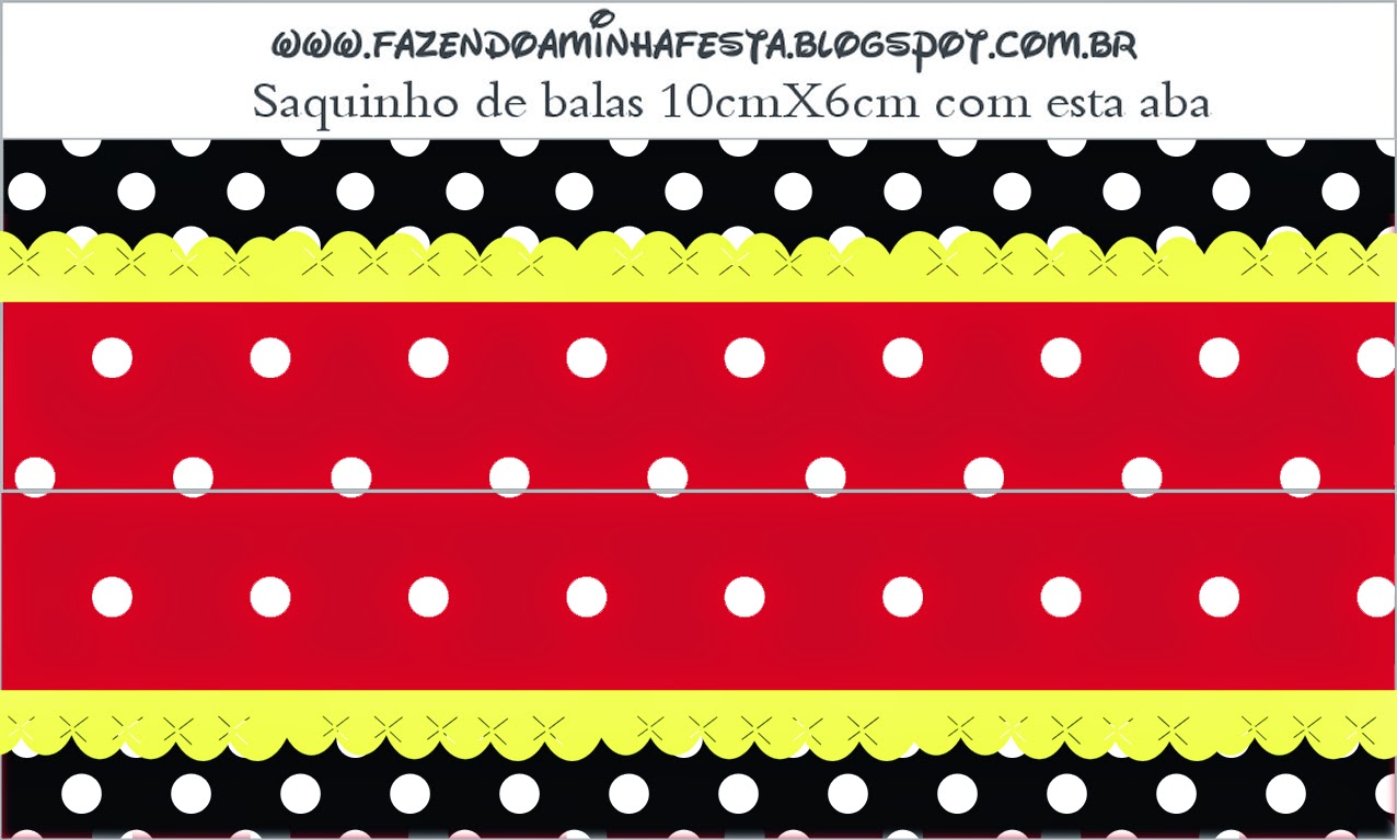 Rojo, Negro y Lunares Blancos: Etiquetas para Candy Bar para Imprimir Gratis.