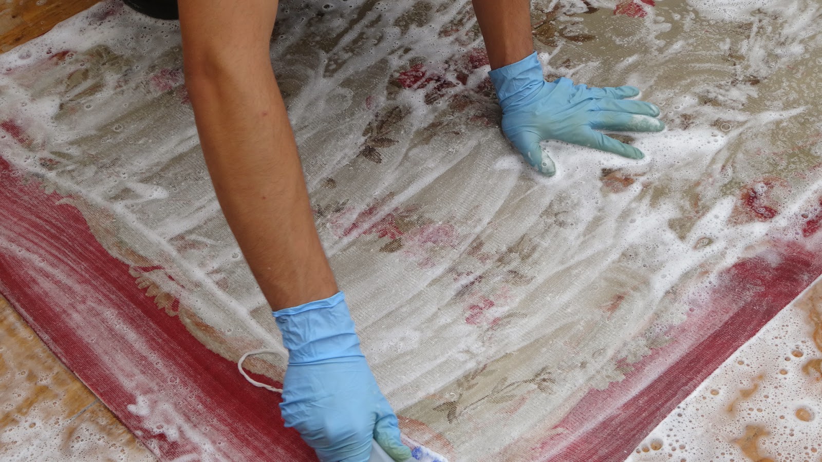 Rug Master Hand Washing Rugs at Rug Ideas, Los Angeles