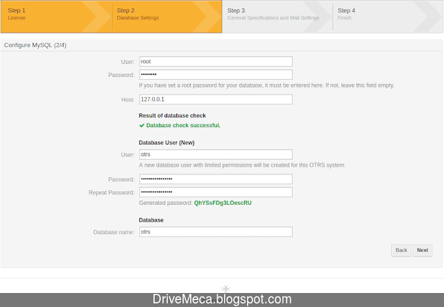 Creamos una db, usuario y contraseña para OTRS Creamos una db, usuario y contraseña para OTRS