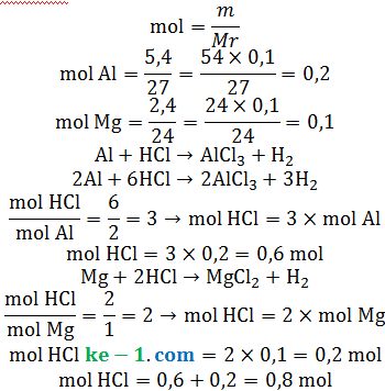 mol asam klorida hcl