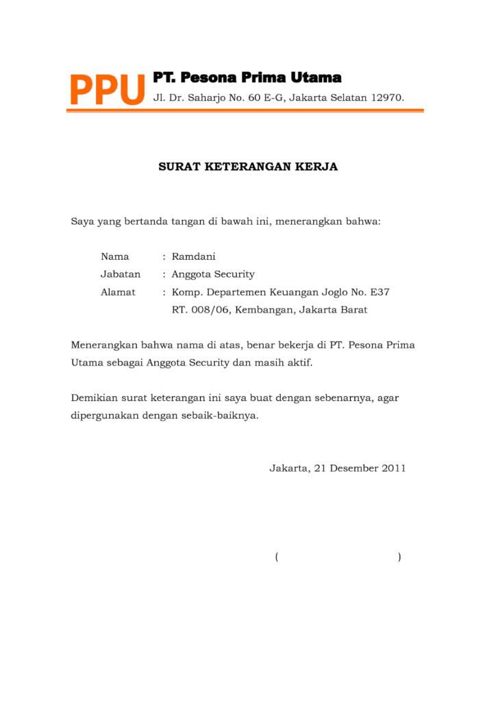 Contoh Surat Keterangan Kerja Untuk Npwp Contoh Surat Keterangan Kerja Untuk Npwp