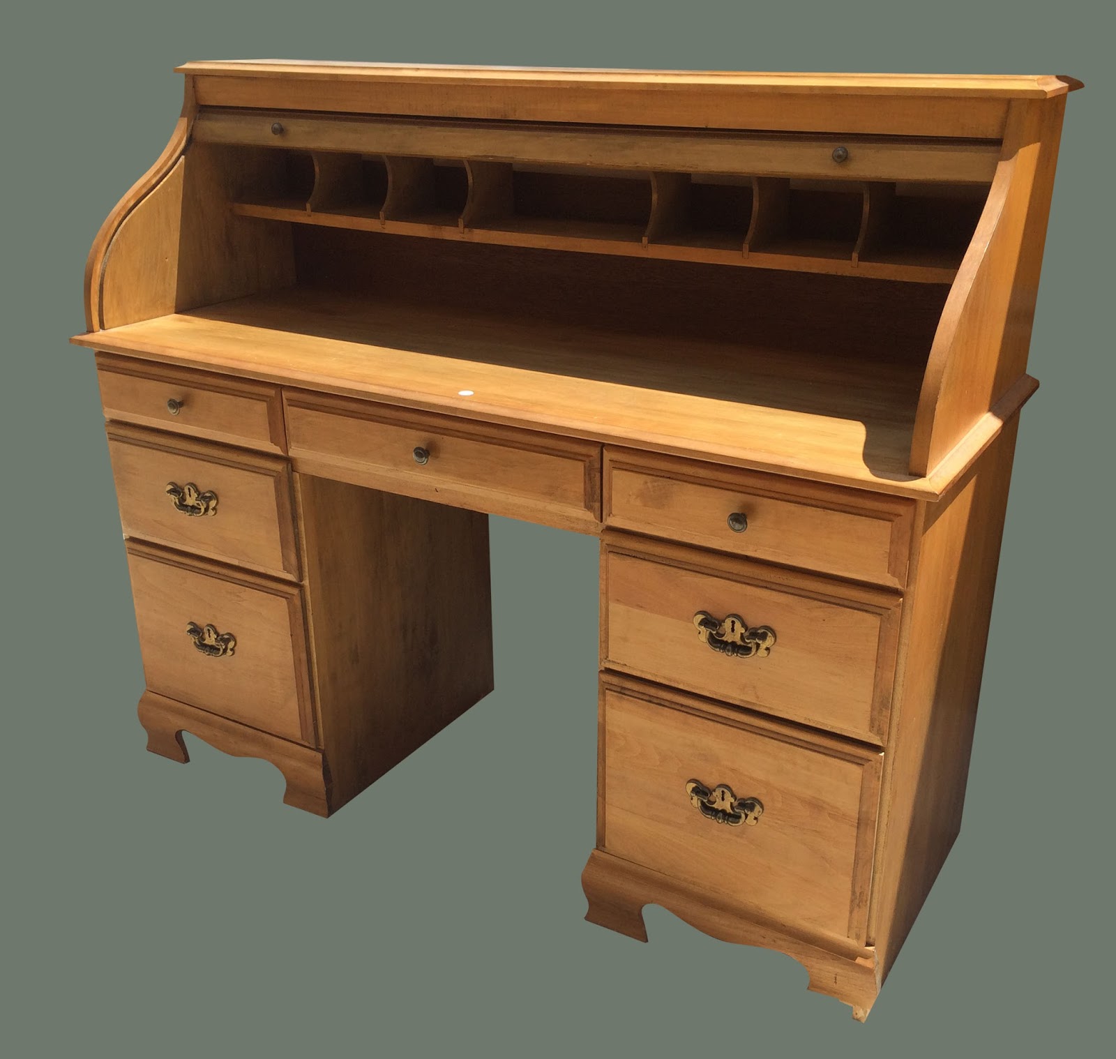 Uhuru Furniture & Collectibles Pine Roll Top Desk 75 SOLD