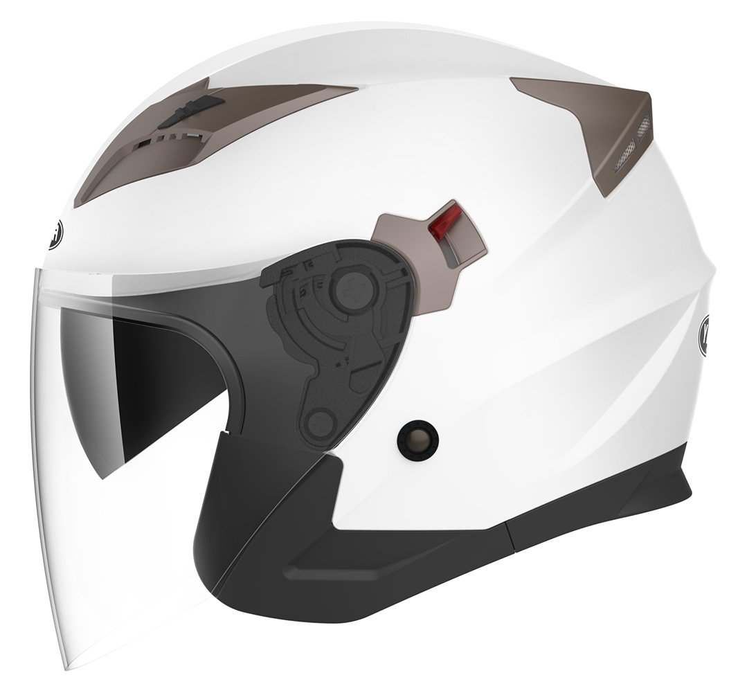 DOT Gray Motorcycle Bluetooth Half Helmet Open Face 3/4 With Sun Shield