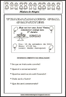Convites em sala de aula, aniversário Convites em sala de aula, aniversário