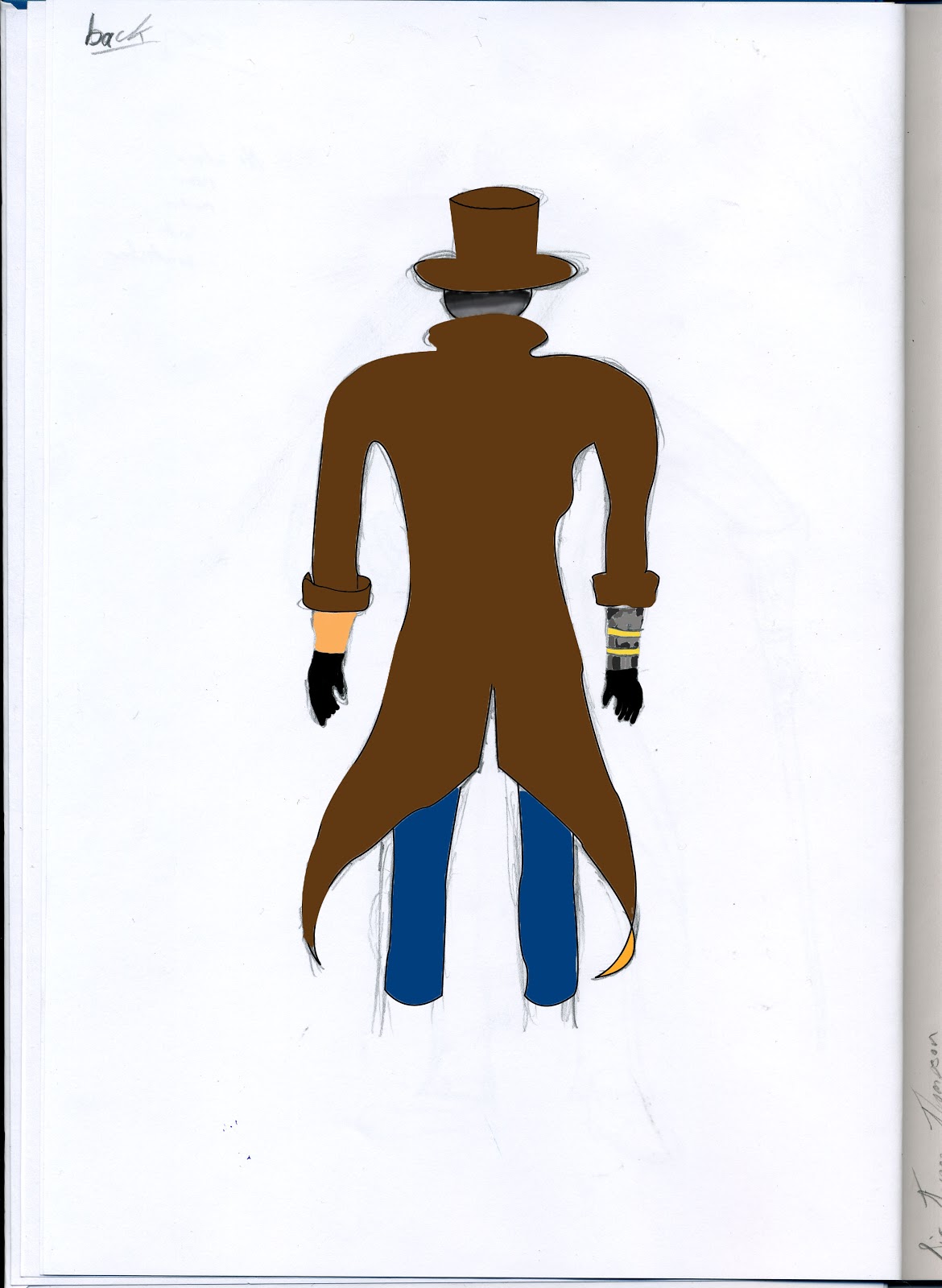 Ash Ingham's DFGA: Character design in T-pose, Side and Back positions