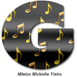 Abecedario Negro con Notas Musicales Doradas.