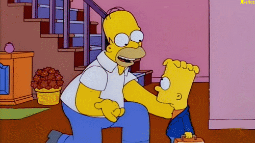 Homero dando consejos a Bart en su primer día de clases