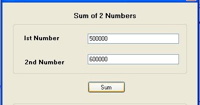 C#(Sharp).NET: C#(Sharp) code to find sum of 2 numbers from 2 text boxes