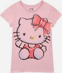 Gambar Baju Hello Kitty Kaos Pink Merah Jambu 