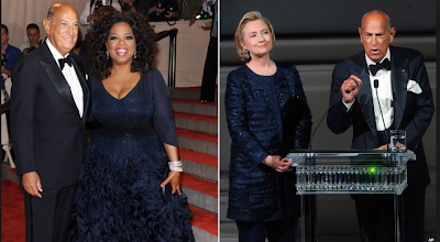 Oprah Winfrey and Hilary Clinton in Oscar De La Renta