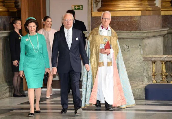 King Carl Gustaf, Queen Silvia, Crown Princess Victoria, Prince Daniel and Christopher O'Neill attended the “Te Deum” church service