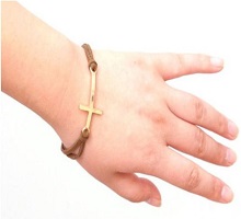 Image: Yazilind Jewelry Sideway Cross Adjustable Bracelet Faux Leather Black Lovely for Women Gift Idea