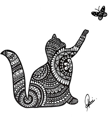 Mandala sketch of cat