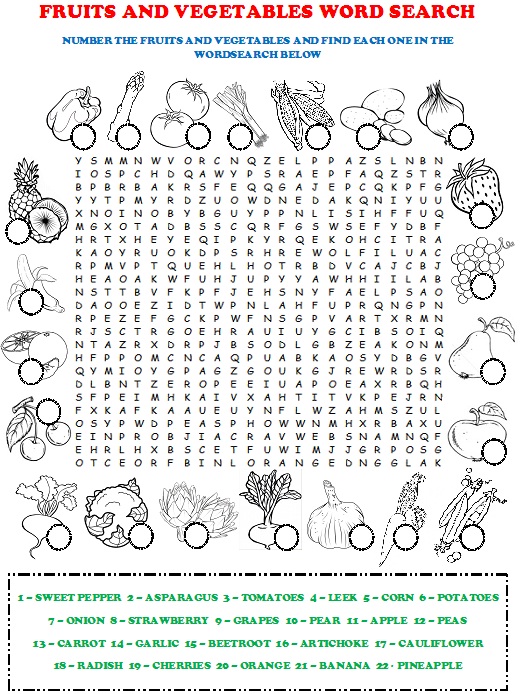 Fábio Daniel Soave: Word Search - Fruits and Vegetables